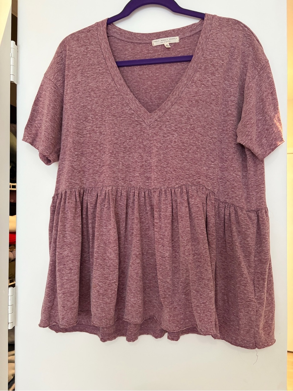 Truly Madly Deeply Mauve V-Neck Peplum Tunic